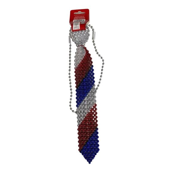 Stars & Stripes Necklace Beaded Tie Patriotic Kids 4+ NEW - Picture 3 of 5